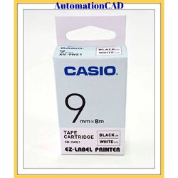 EZ-LABEL CASIO 9mm XR-9WE.สำหรับ เครื่องพิมพ์ฉลาก KL-Series CASIO PRINTER LABEL