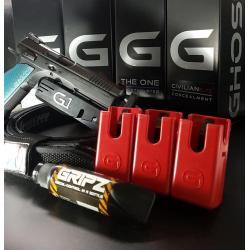 ชุดซองปืน IPSC GHOST มีซองปืน Ghost The one ซองแม็ก 3ตัว เข็มขัดAA มี 1. CZ แช์โด 1/2 และ TS สีดำ แดง 2 .BUL /1911/2011มี สี แดง น้ำเงิน ดำ 3 GHOST Glock 17 19 34 23 22 มีแต่ สีดำ