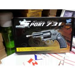 ปืนลูกโม่ 2.5 นิ้ว Sheriff M36 อัดแก๊ส Co2 สีดำ - WinGun 731