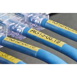 สติ๊กเกอร์มาร์คสายไฟ แบบพื้นเหลือง เบอร์มาร์คสายไฟ CABLE MARKER BROTHER TZE-SL661