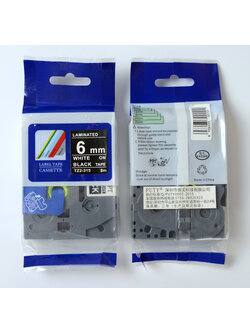 6mm. อักษรขาว พื้นดำ สติกเกอร์ PUTY ใช้เทียบกับ BROTHER TZE-315