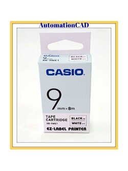 EZ-LABEL CASIO 9mm XR-9WE.สำหรับ เครื่องพิมพ์ฉลาก KL-Series CASIO PRINTER LABEL
