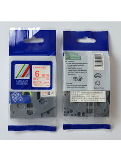 6mm. อักษรแดง พื้นใส สติกเกอร์ PUTY ใช้เทียบกับ BROTHER TZE-212