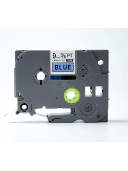 9mm. อักษรขาว พื้นฟ้า สติกเกอร์ PUTY ใช้เทียบกับ BROTHER TZE-525