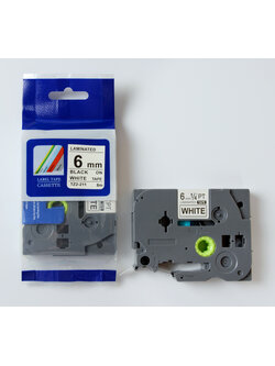 6mm. อักษรดำ พื้นขาว สติกเกอร์ PUTY ใช้เทียบกับ BROTHER TZE-211