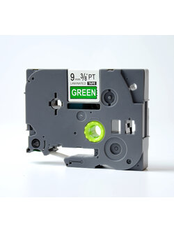 9mm. อักษรขาว พื้นเขียว สติกเกอร์ PUTY ใช้เทียบกับ BROTHER TZE-725