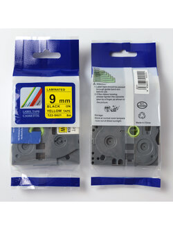 9mm. อักษรดำ พื้นเหลือง สติกเกอร์ PUTY ใช้เทียบกับ BROTHER TZE-621