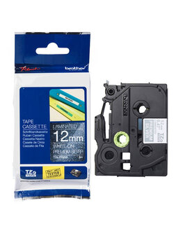 เทปพิมพ์อักษร TZE-PR935 12 มม. BROTHER ของแท้ อักษรสีขาวพื้นสีเงิน