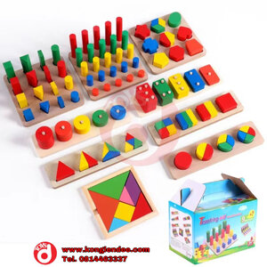 บล็อคไม้รูปทรงเลขาคณิต