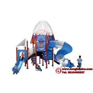 เครื่องเล่นสนาม ชุดโดมจรวดสไลเดอร์ท่ออุโมงค์