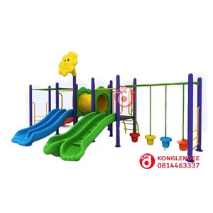 เครื่องเล่นสนาม ชุุดสองสไลด์บาร์โหน