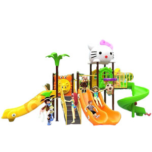 เครื่องเล่นสนามกลางแจ้ง ชุุดแมวสามสไลด์