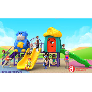 เครื่องเล่นสนามกลางแจ้ง เครื่องเล่นสนามชุดบ้านสไลแกะนำโชค