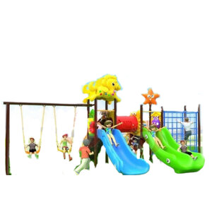 เครื่องเล่นสนามกลางแจ้ง ชุดม้าโพนี่อุโมงลอด+ชิงช้า