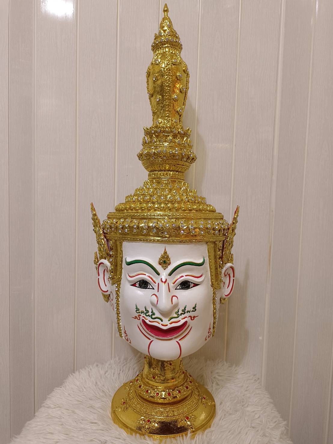 เศียรครู พระอิศวร ขนาดครอบ พร้อมฐานไม้อัดสีแดงฟรี