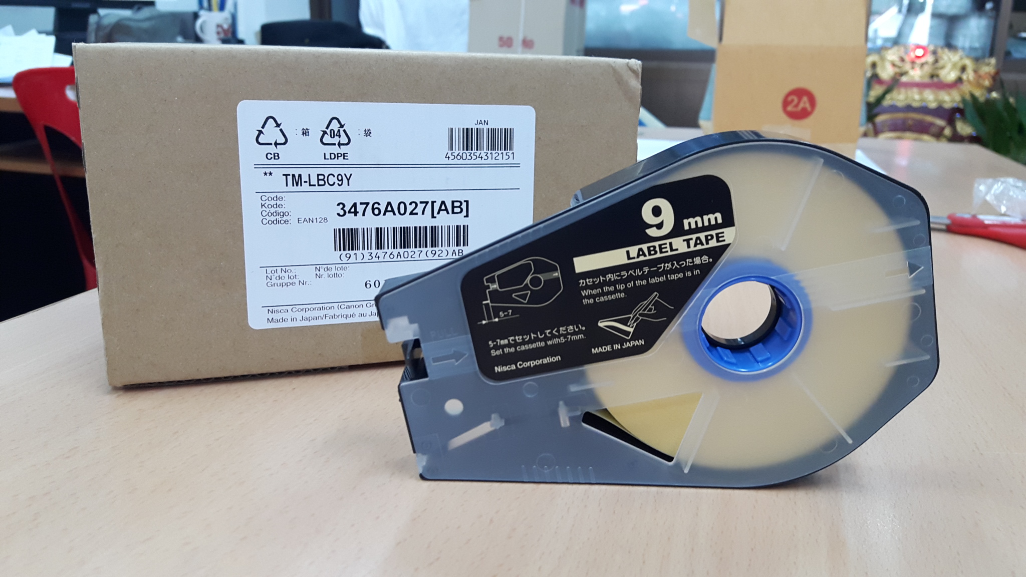 สติ๊กเกอร์ Label 9mm.Yellow เครื่องพิมพ์ CANON รุ่น MK1500 MK2600 3476A027