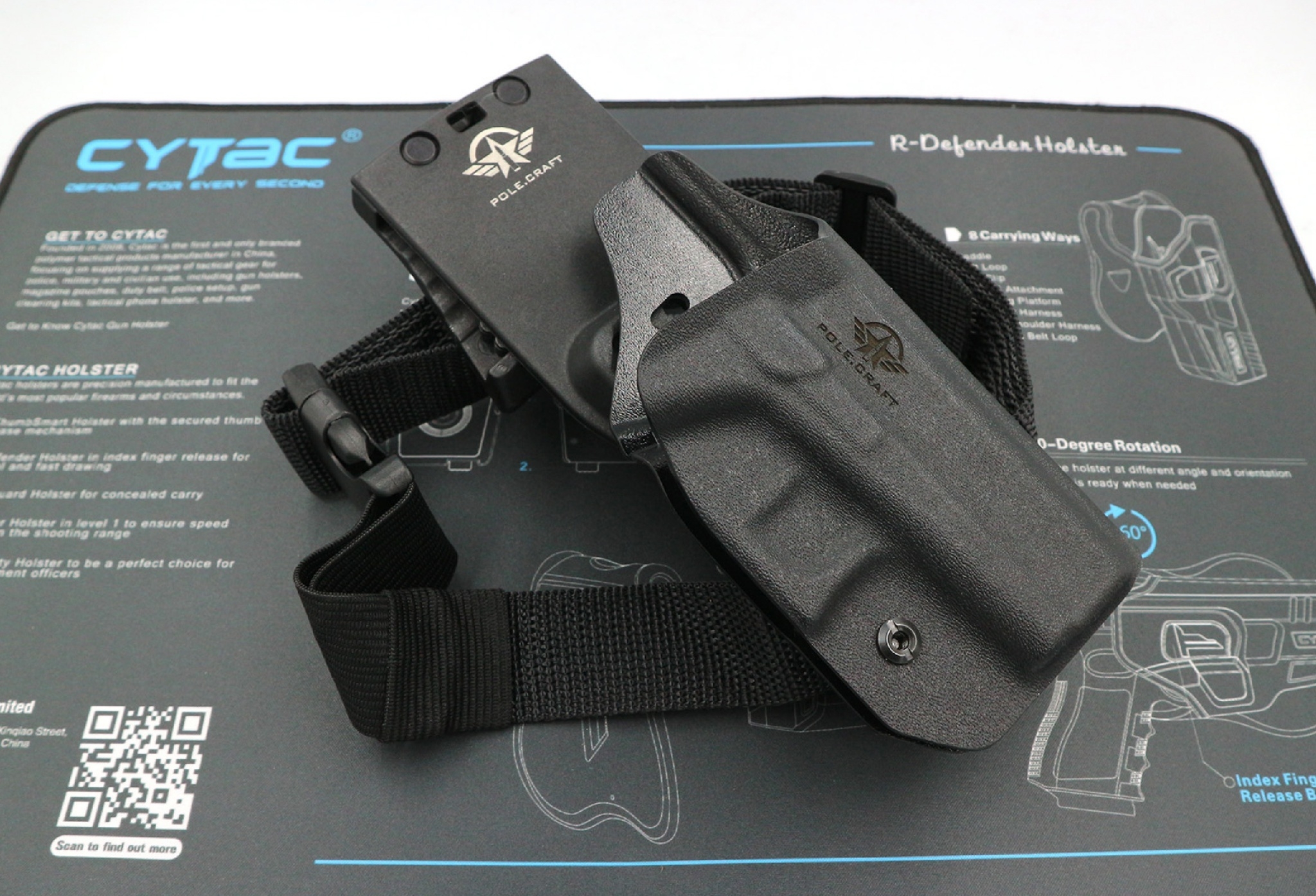 New.ซองพกนอก KYDEX + เพลทต่ำ ปรับระดับ รุ่น Glock 43 / Glock 43X (Gen 1-5)(K1100) ดำ ขวา