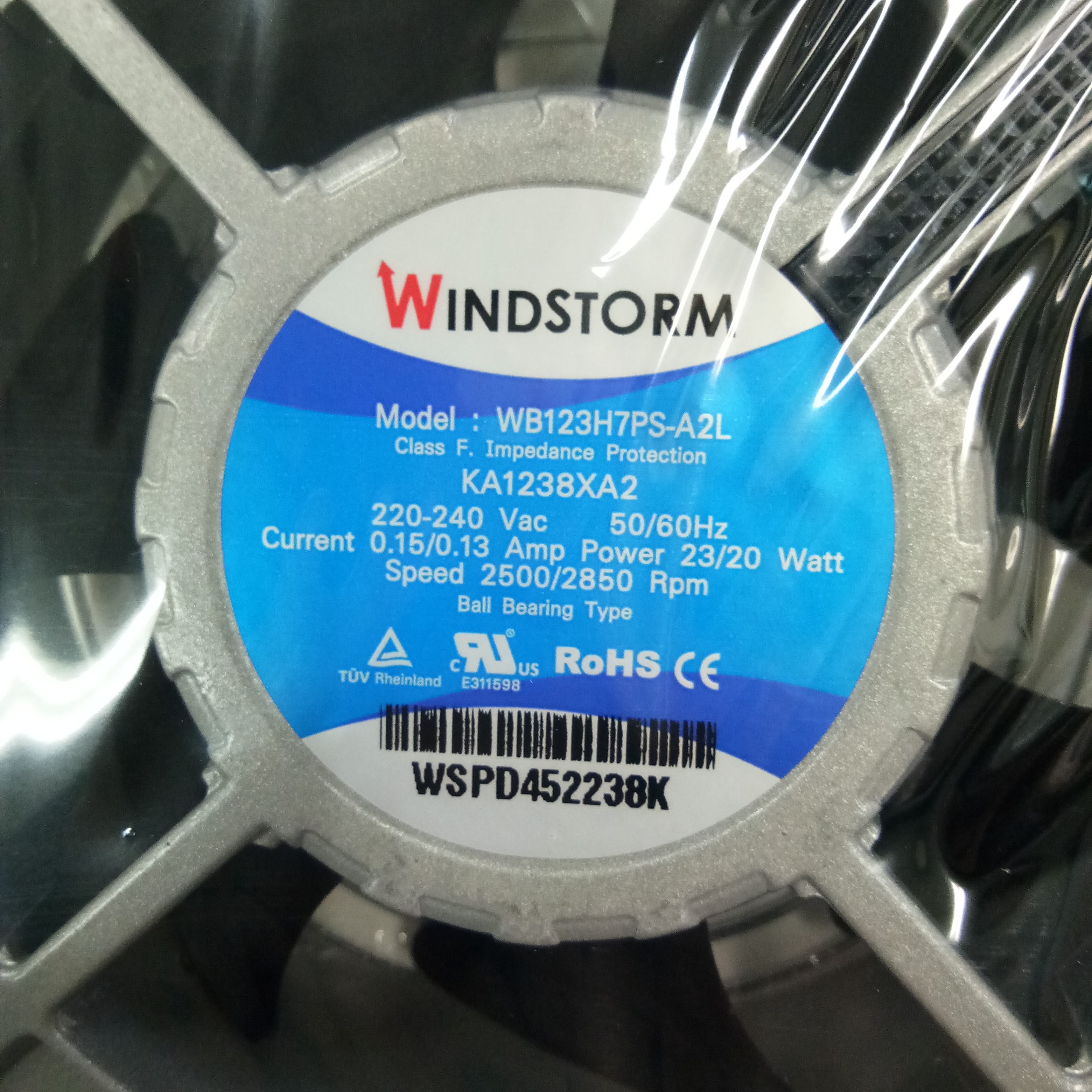 พัดลมระบายอากาศ WINDSTORM ขนาด 4.5 นิ้ว 200-240VAC พร้อมตะแกรง