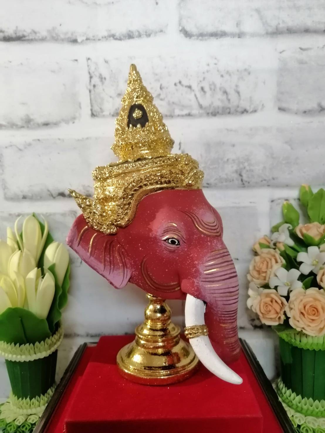 พระพิฆเนศ ขนาดกลาง เรซิ่น พร้อมฐานปิดทอง