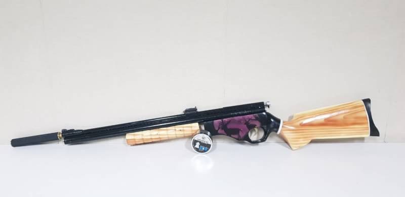 อัดลมSharpRiverหม้อลมโต .22cal. Slide Pump Air Rifle เบอร์2 ✔Made in Indo ✔แรง 600Fps. ✔Body Wood ไม้ ✔Slide Pump 3-5 ครั้ง ✔ป้อนกระสุนทีละนัดยิง ✔ลำกล้อง Barrel 67cm ✔มาพร้อมศูนย์หน้า-หลัง เหล็ก ✔หว