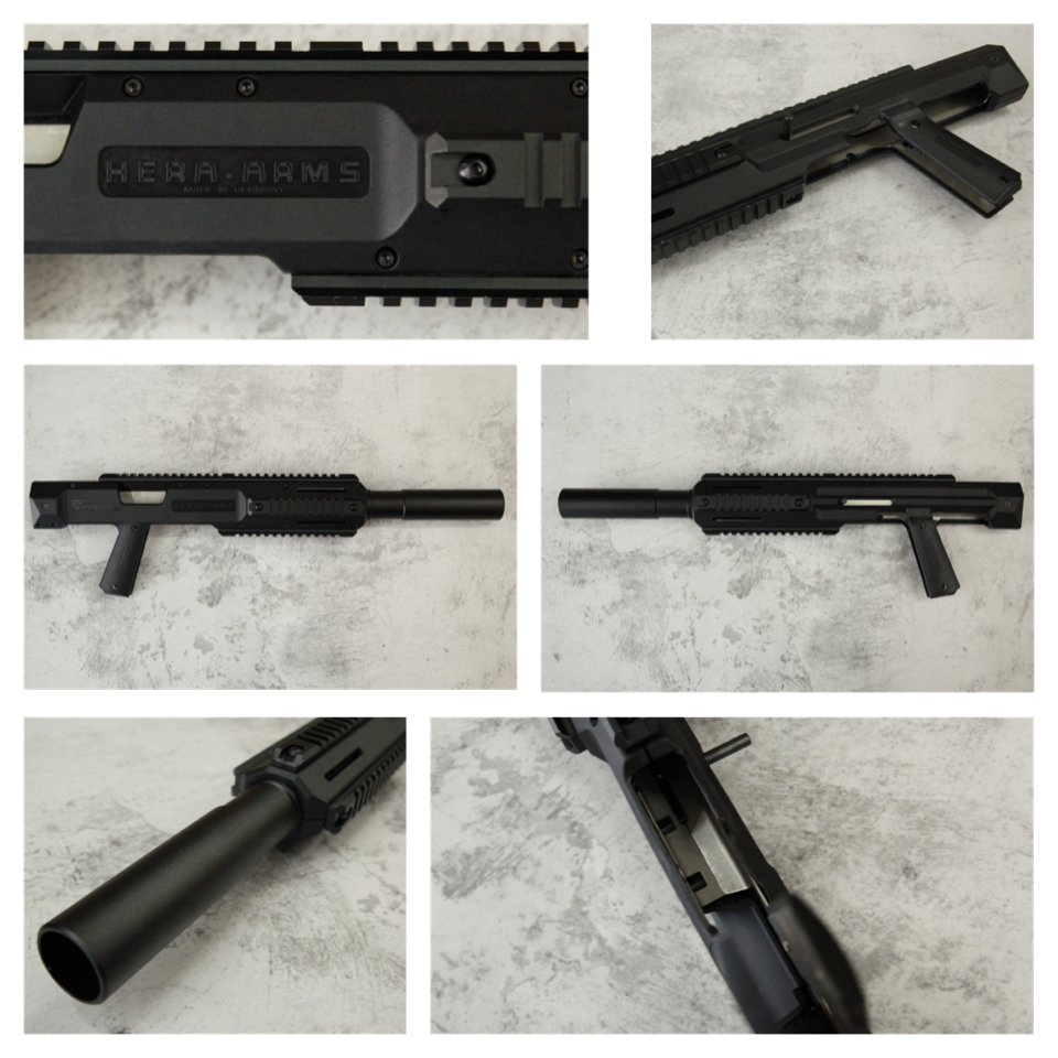 ชุดประกอบปืนสั้น Hera Arms V.2 สำหรับปืน M1911 คุณสมบัติ : #โครงภายในเสริมเหล็กเพิ่มความแข็งแรง #มาพร้อมพานท้าย Magpul CTR และศูนย์หน้า-หลัง พับได้ #พานท้ายสามารถพับได้