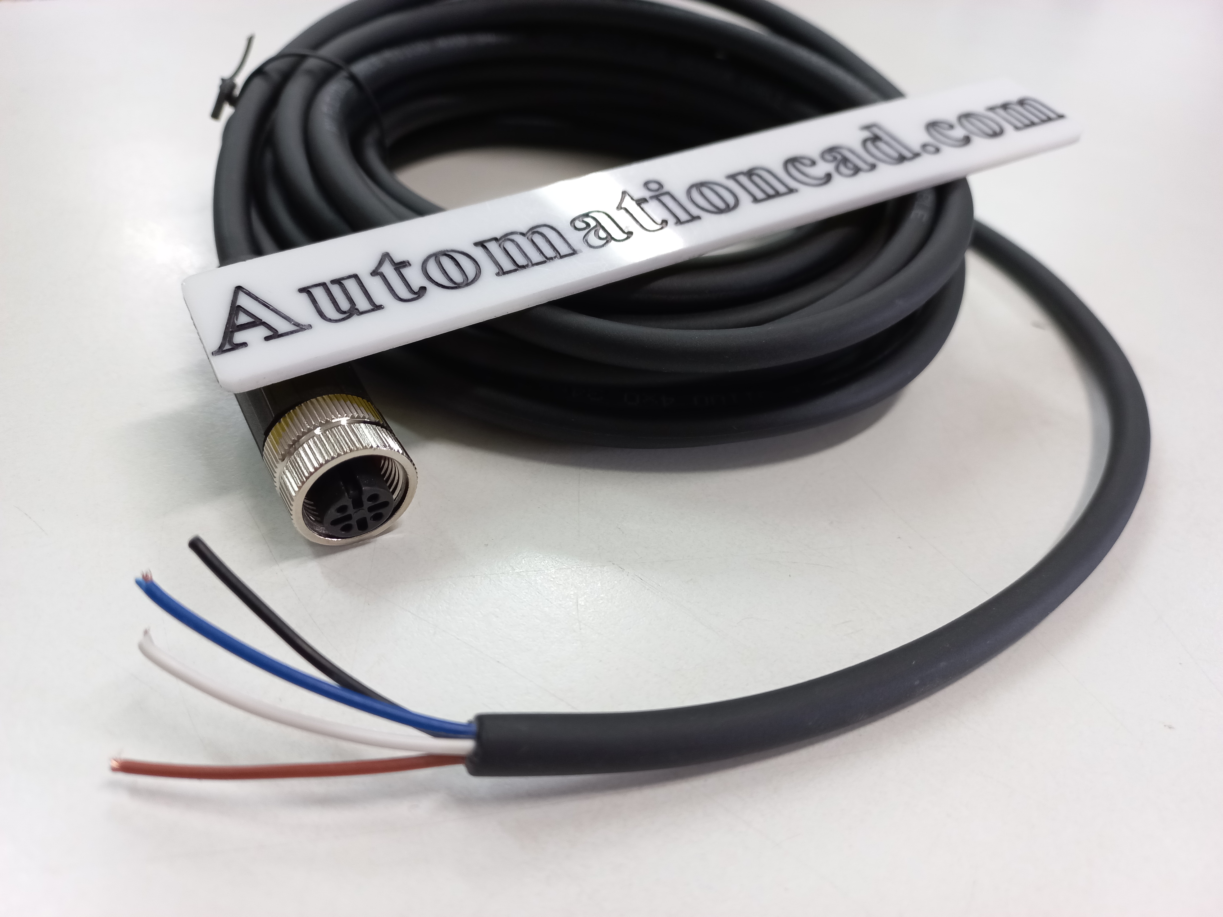 สายพร้อม CONNECTOR (PUR) แบบตรง เกลียว M12 ตัวเมีย แบบ 4 ขา ยาว 5m.