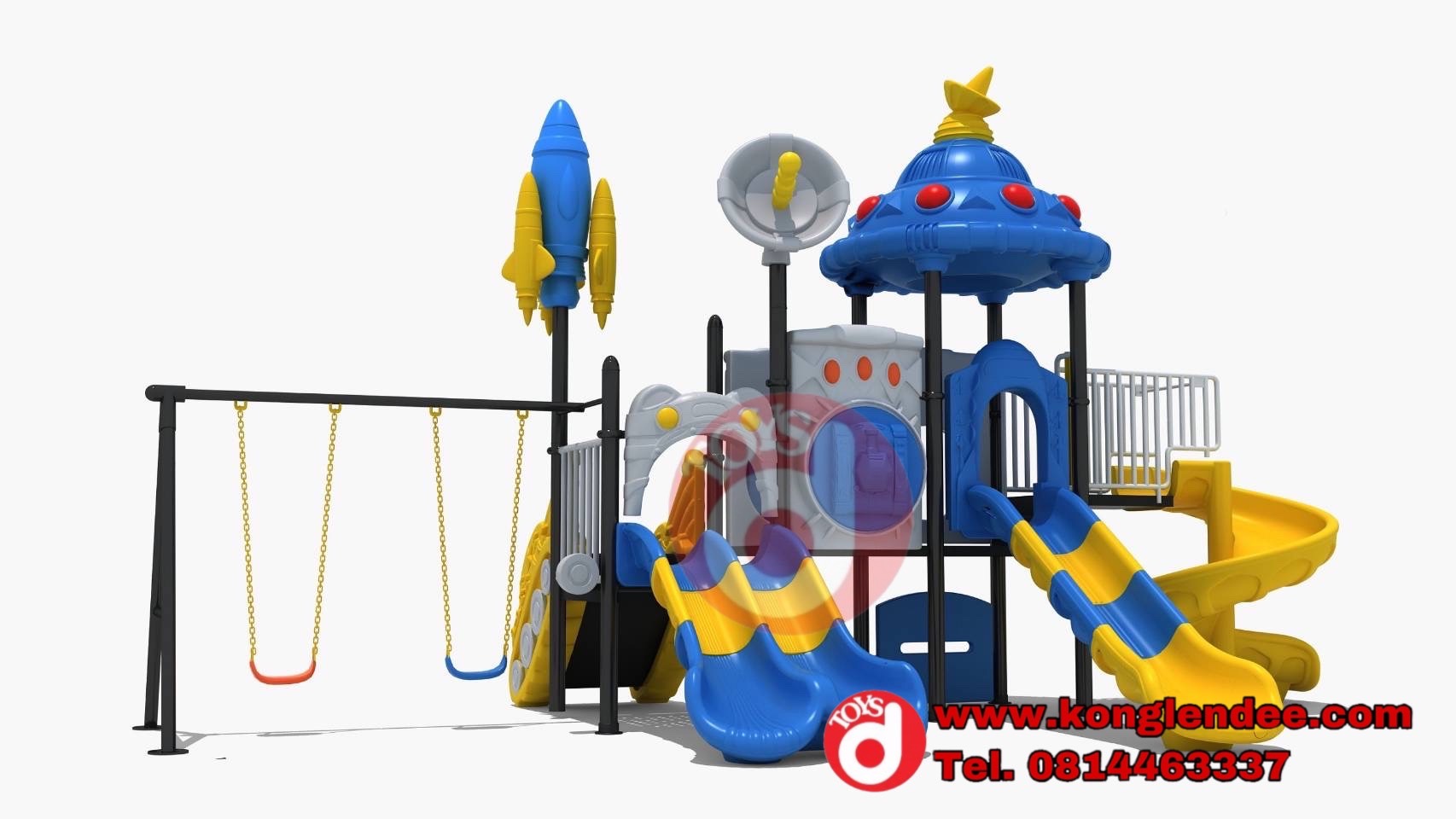 เครื่องเล่นสนาม ชุุดรถถังจรวดพร้อมชิงช้า