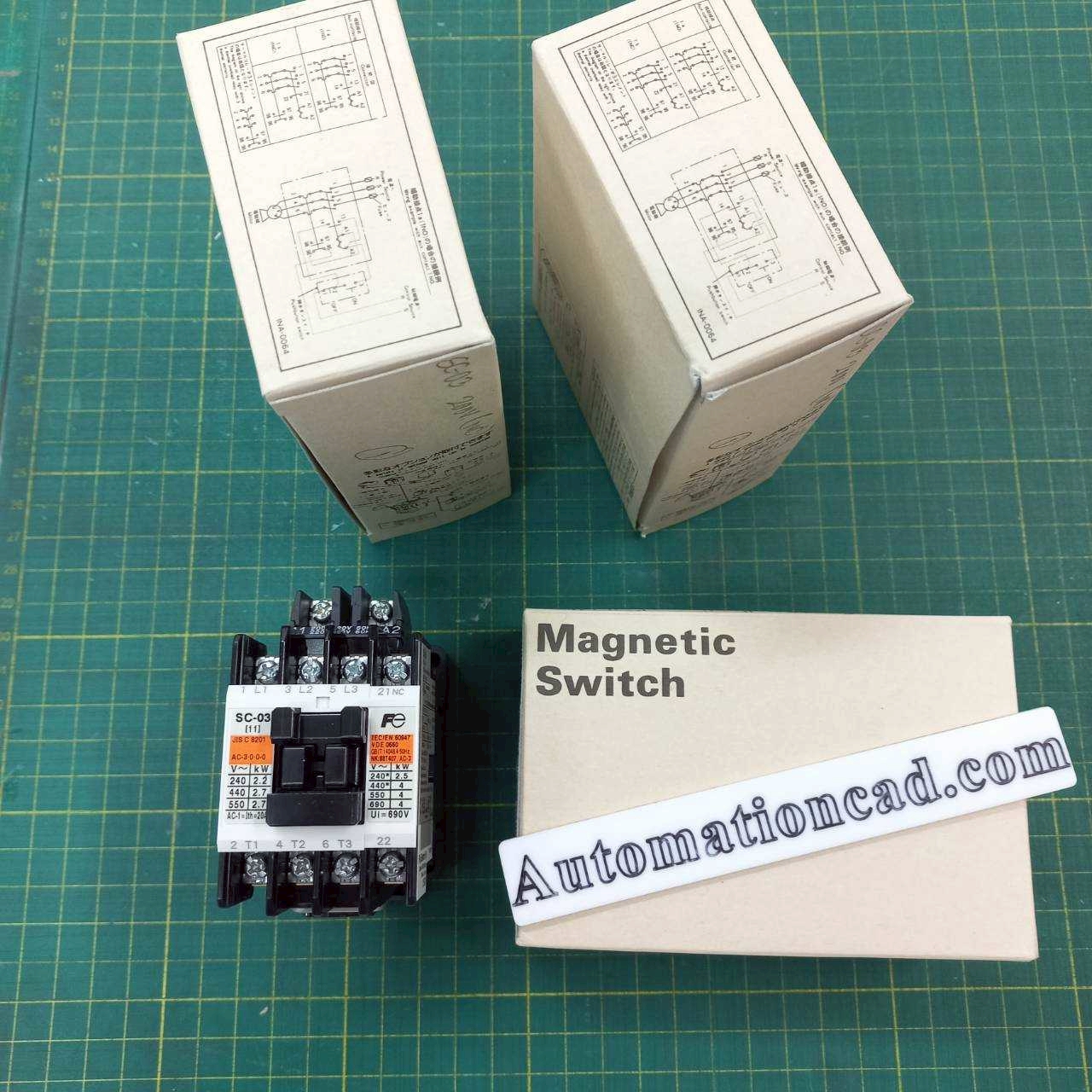 SC-03 CONTACTOR FUJI ELECTRIC แมกเนติก คอนแทคเตอร์ รุ่น SC-03 Coil 220V 3P 1NO 20A Magnetic Switch