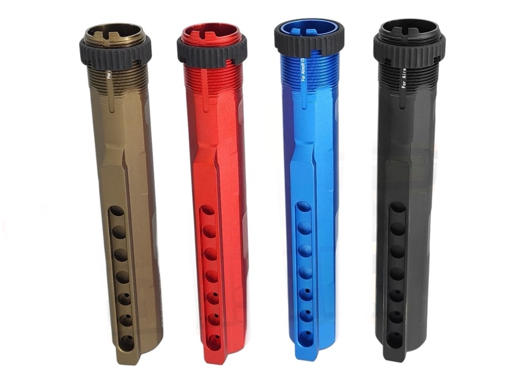 New. แกนพานท้าย Strike Industries Advanced Receiver Extension (Buffer Tube) สำหรับ M4 M16 ระบบแก๊ส GBB วัสดุอะลูมีเนียมเบา ทำสีอะโนไดซ์ มาพร้อม ยาง Buffer กันกระแทก ใช้ได้กับทุกปืนมีท้ายแบบ M4 M16 HK416 ระบบแก๊ส GBB หรือใช้กับ Conversion Kit บางรุ่นได้ เช
