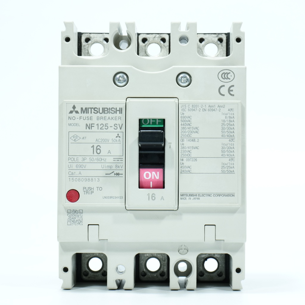 เบรกเกอร์ NF125-SV 3P 16A มิตซูบิชิ MITSUBISHI 16A 3POLE NF125 SV NF125SV