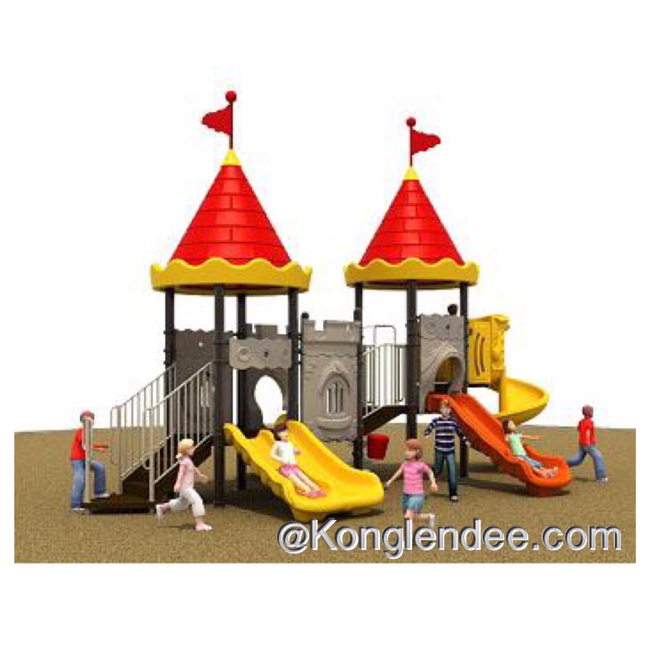 เครื่องเล่นสนาม ชุุดกระดานลื่นปราสาทคู่