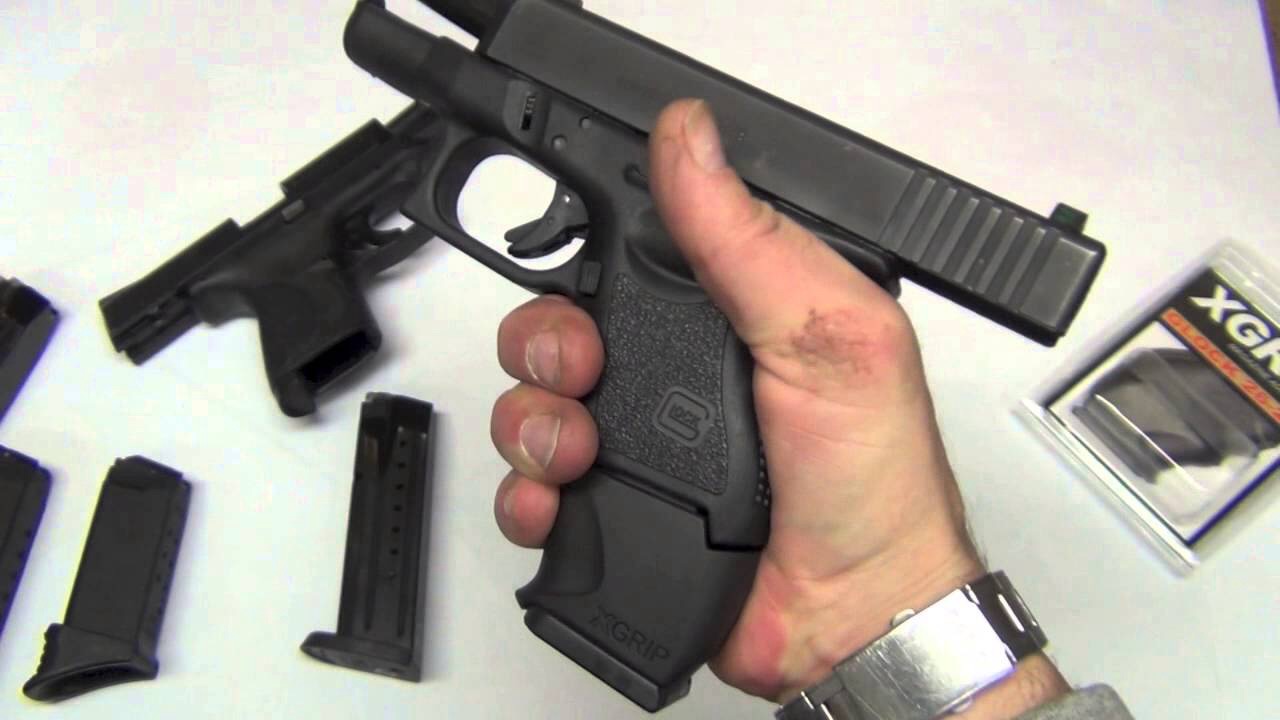 New.GLOCK 26-27 Mag adapter 9MM / .40 S&W. The XGRIP GL26-27 adapts full size G17 or G22 mags for use in G26 or G27 pistol adding ammunition and increasing pistol grip purchase which results in significantly improved comfort, control and accuracy. ราคาพิเ