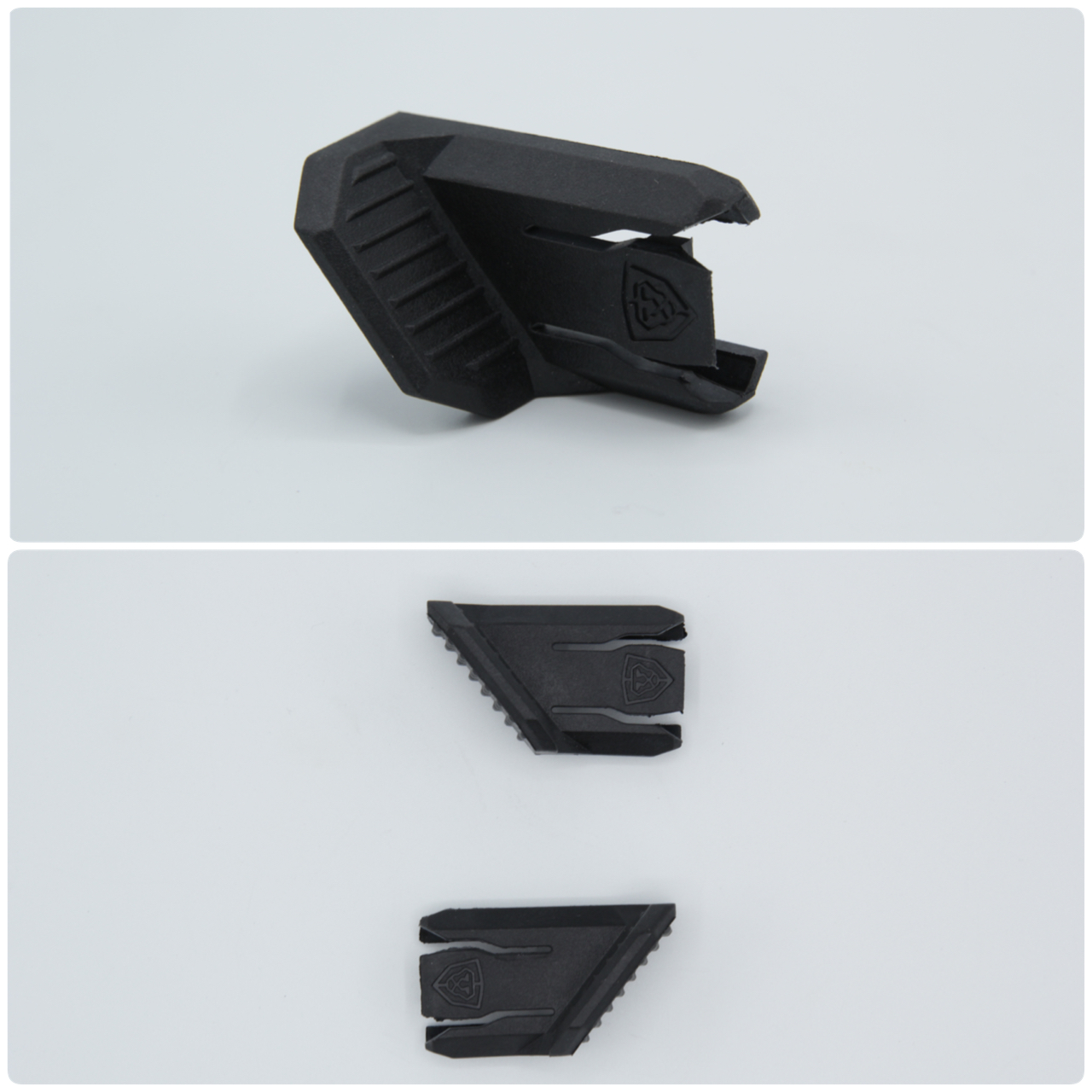 ชุดประกอบปืนสั้น Micro Roni Gen4 สำหรับปืนGlock17/18/19/22/31 คุณสมบัติ : #ติดตั้งง่าย ไม่ต้องใช้เครื่องมือช่วย #น้ำหนักเบา ทนความร้อนได้ดี #ผลิตจากโพลิเมอร์อย่างดี #พานท้ายสามารถพับได้ #มาพร้อมที่พักนิ้วโป้ง1คู่(ใช้ติดกับราง20มิล) #มีระบบห้ามไกในตัว #มีช