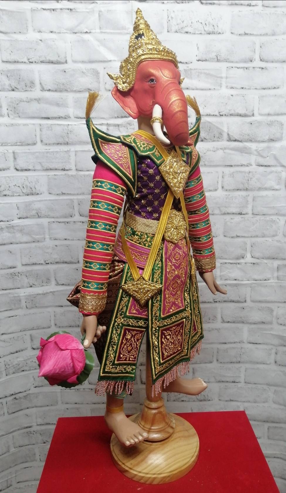 หุ่นละครเล็ก พระพิฆเนศ (สีแดง) ขนาด 60 ซม. (เชิดไม่ได้) สำหรับบูชา