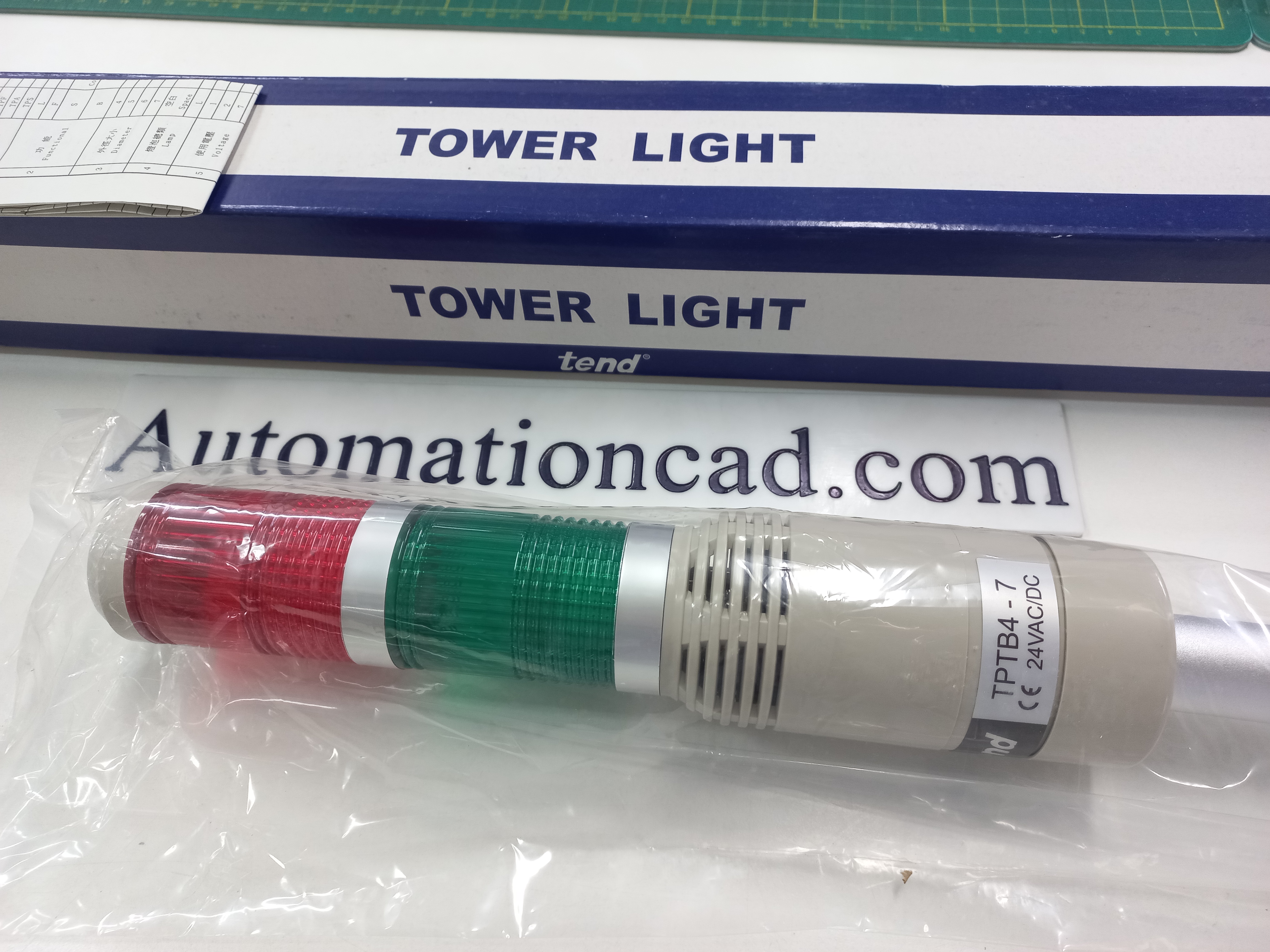 ทาวเวอร์ไลท์ไฟ 2 ชั้น แดง/เขียว 24V TEND ไฟสัญญาณเตือนพร้อมเสียง Tower Light