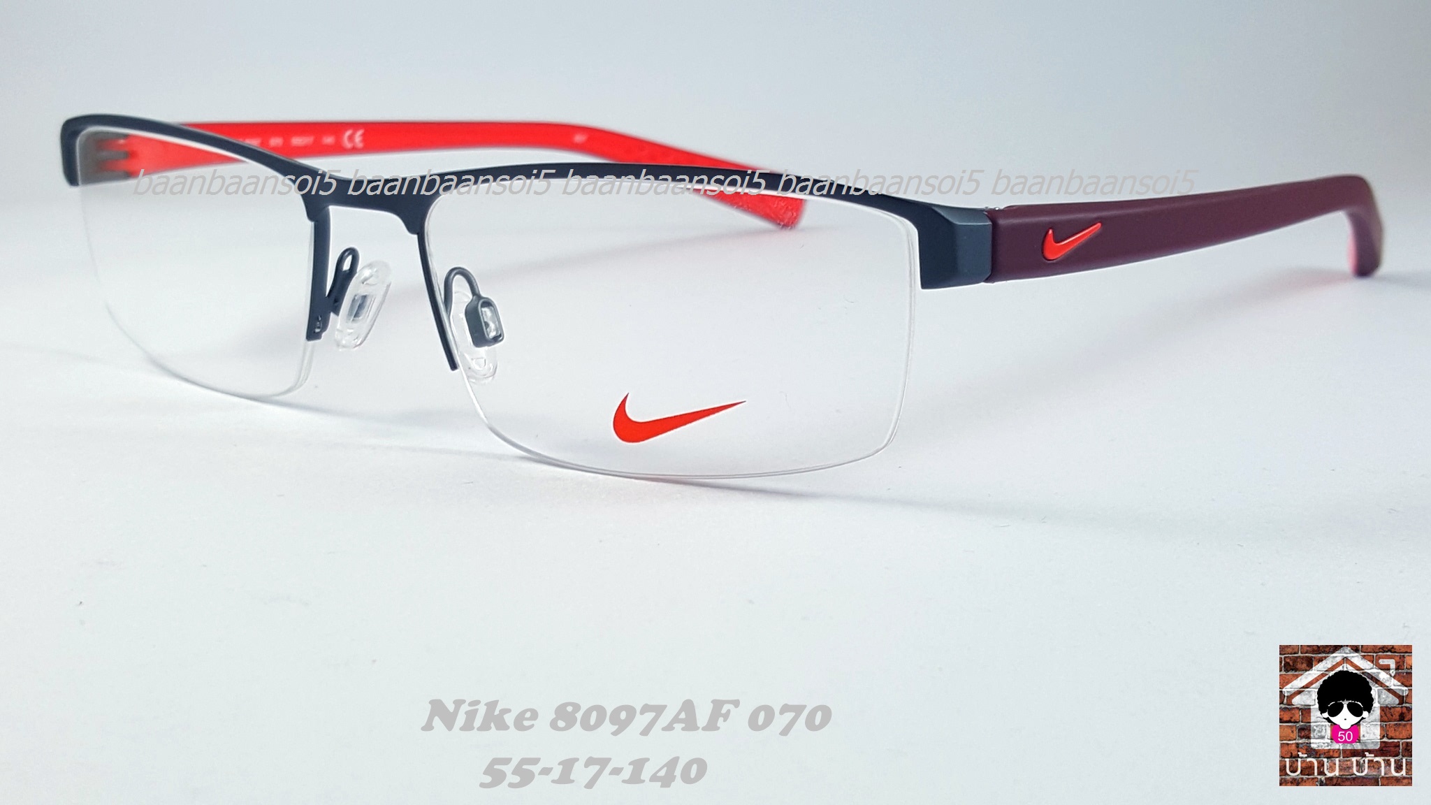 NIKE BRAND ORIGINALแท้ 8097 AF 070 กรอบแว่นตาพร้อมเลนส์ มัลติโค๊ตHOYA ป้องกันรังสีคอม 4,200 บาท