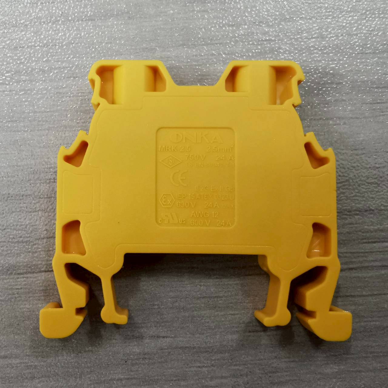 เทอร์มินอล ออนก้า 24A ใช้กับสายขนาด 2.5mm² ONKA-1018 Scewed terminal Yellow 1010018 MRK Series