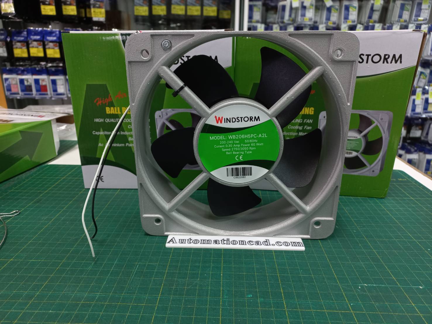 พัดลมระบายอากาศ WINDSTORM ขนาด 8 นิ้ว ไฟ 60W พร้อมตะแกรง ลูกปืนแบบ Ball Bearing