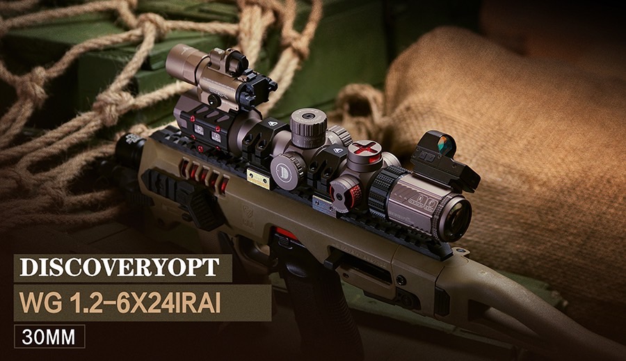 Discovery 1.2-6X24ขนาดกะทัดรัดขอบเขต1/2 MOA แก้ว Enchated Reticle ยุทธวิธีเลนส์เรืองแสงการล่าสัตว์ Riflescopes 223 PCP