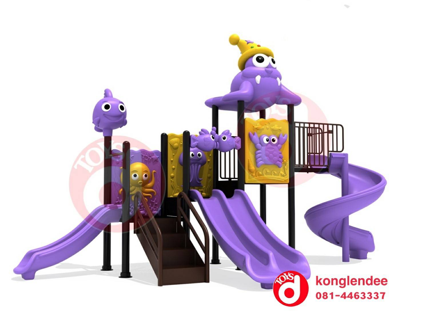 เครื่องเล่นสนาม ชุดสิงโตทะเลสามสไลด์ สำเนา