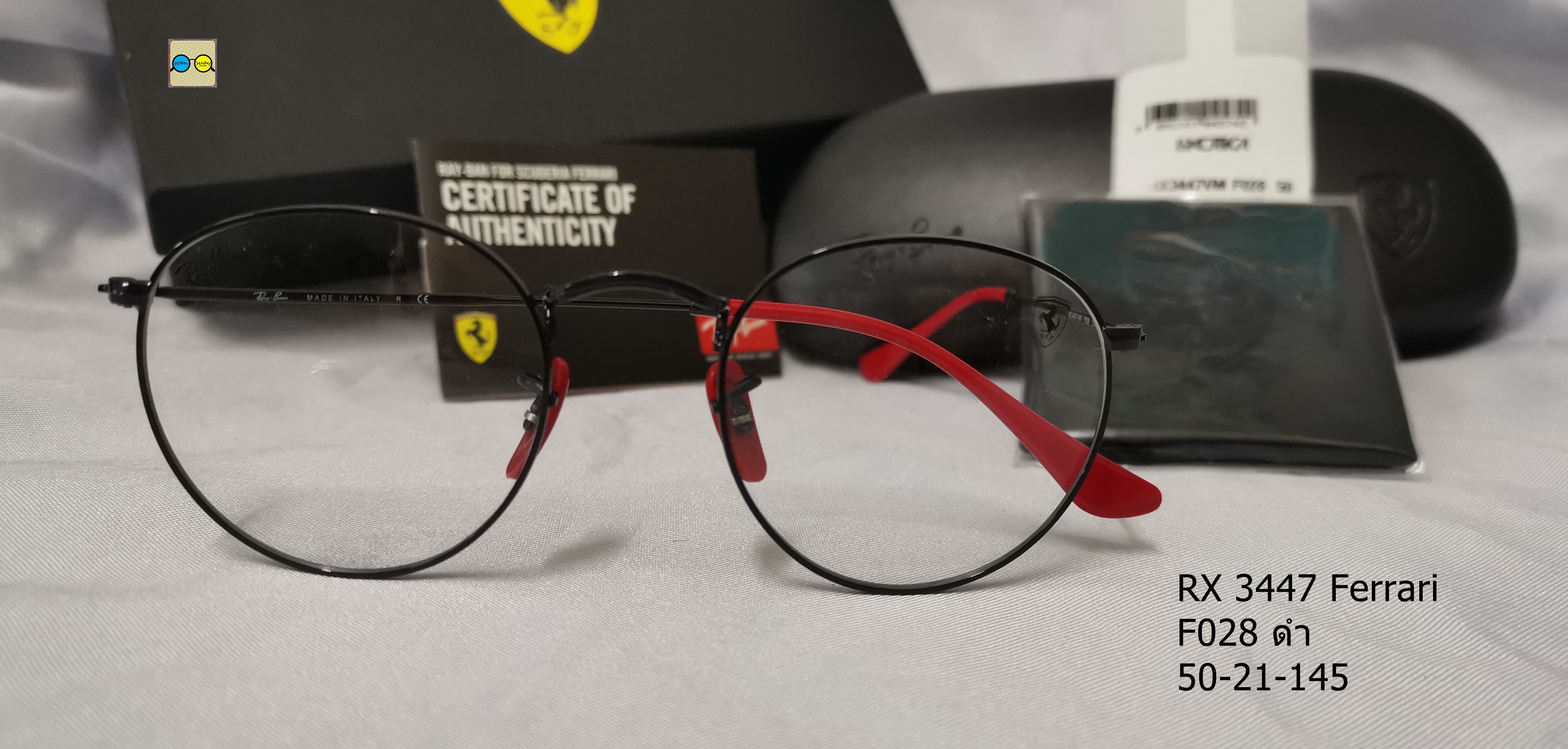 Rayban RX 3447VM F028 Ferrari โปรโมชั่น กรอบแว่นตาพร้อมเลนส์ HOYA ราคา 4,900 บาท