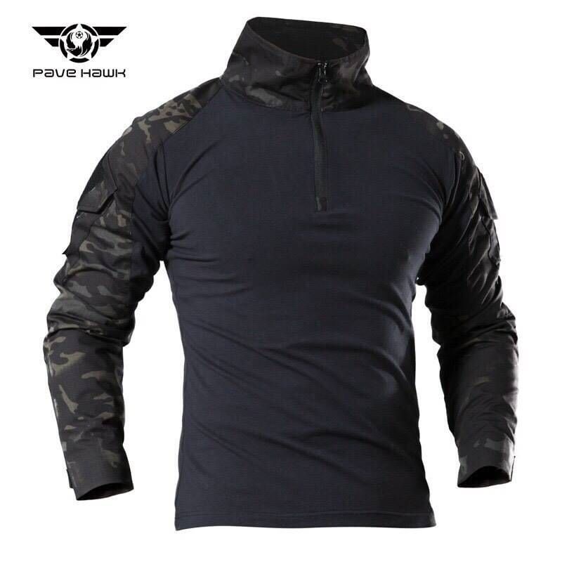 (snow) New.เสื้อCombat shirt *เนื้อผ้าใส่สบายระบายอากาศได้ดี *เนื้อผ้ามีส่วนผสมของSpendexยืดได้มาก *เนื้อผ้าเข้ารูป *สวมใส่ง่าย มีซิบอย่างดีที่หน้าอก *มีแผ่นแลเวลโคร ตีนตุ๊กแก ทั้งสองข้างแขน *ข้อศอกทั้งสองข้าง มีช่องใส่สนับศอก Bodyเนื้อผ้าCotton 97%+Spend