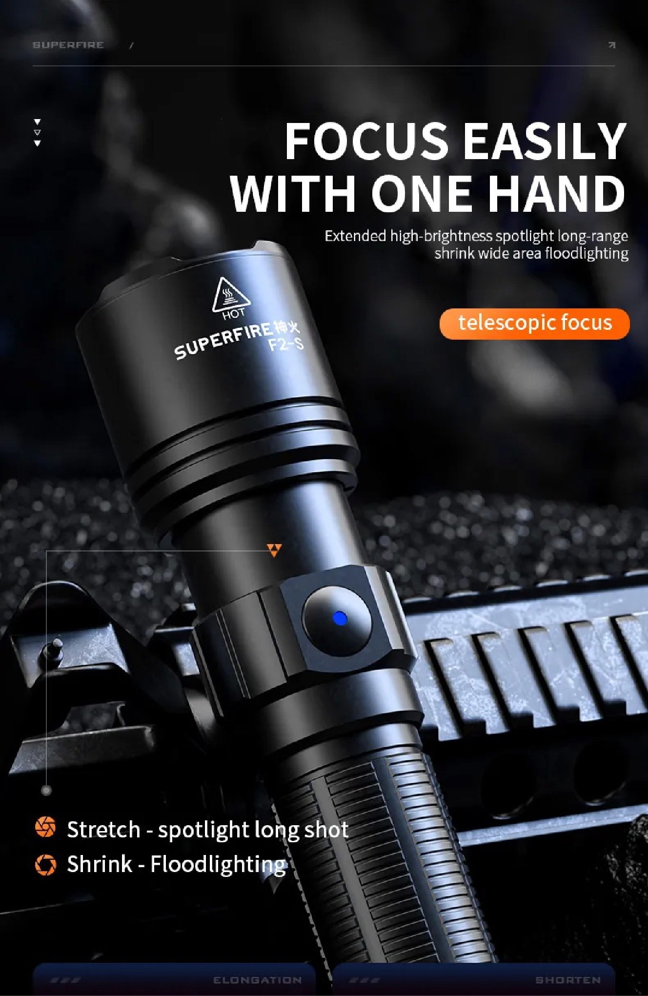 New. 🔥ไฟฉาย Supfire รุ่น F2-S 🔦ตัวเรือนผลิตจาก 6061-T6 aviation aluminum 🔦หลอด CREE XPE LED 15W 🔦ความสว่างสูงสุด 700 Lumens 🔦ระยะส่องสว่าง 220 เมตร 🔦ใช้งานได้ยาวต่อเนื่องนาน 4 ชั่วโมง 🔦ขนาดไฟฉาย 132(