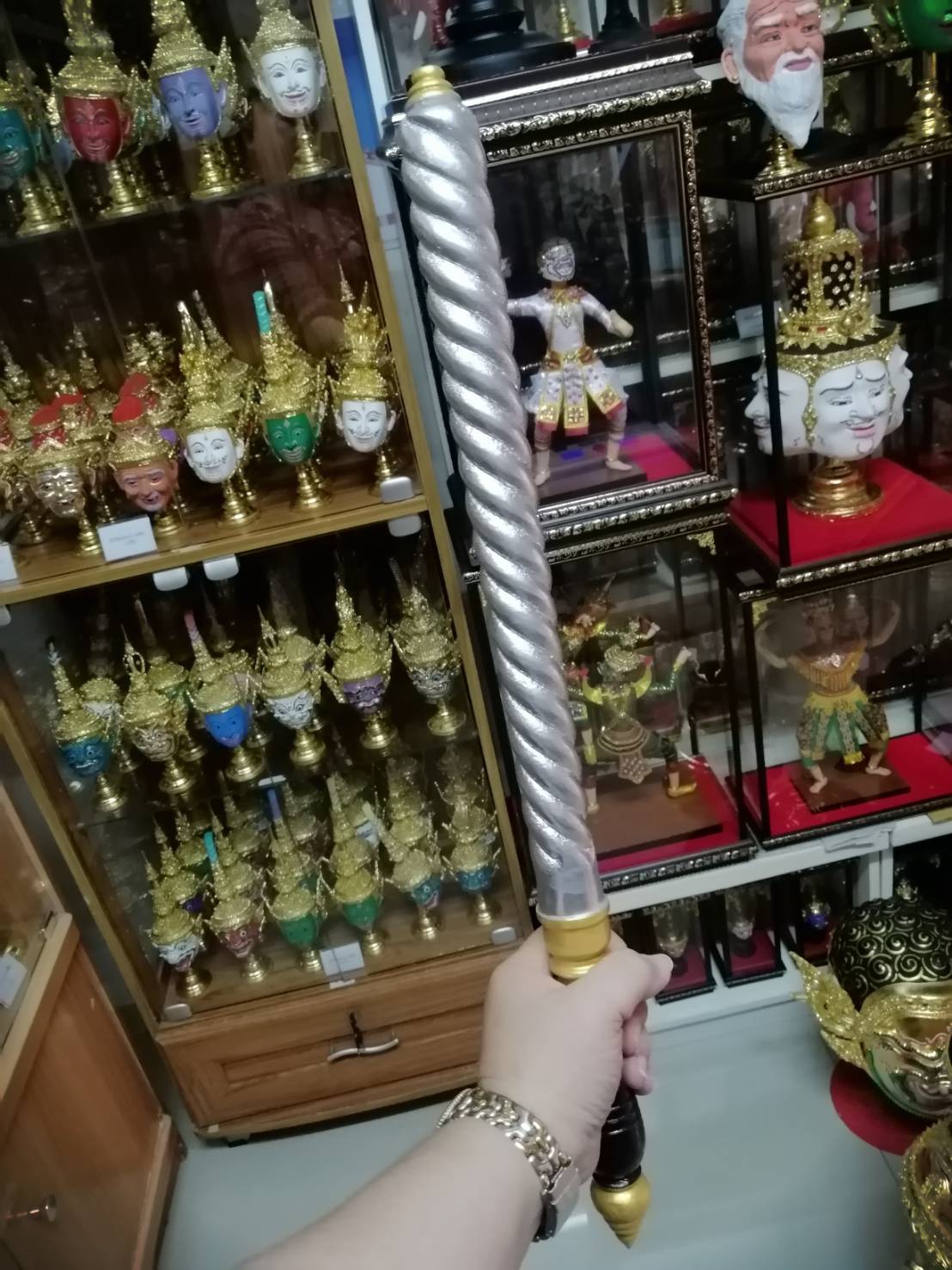 กระบอง ตะบองยักษ์ กระบองท้าวเวสสุวรรณ กระบองยักษ์ งานไม้ ทาสีเงิน