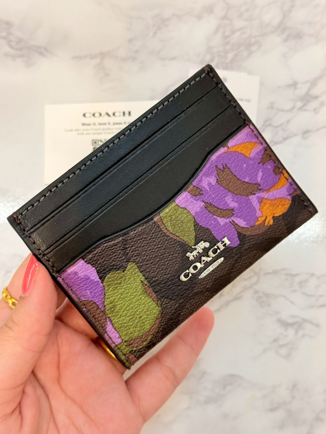 ที่ใส่บัตร Coach แท้ ลายดอกไม้