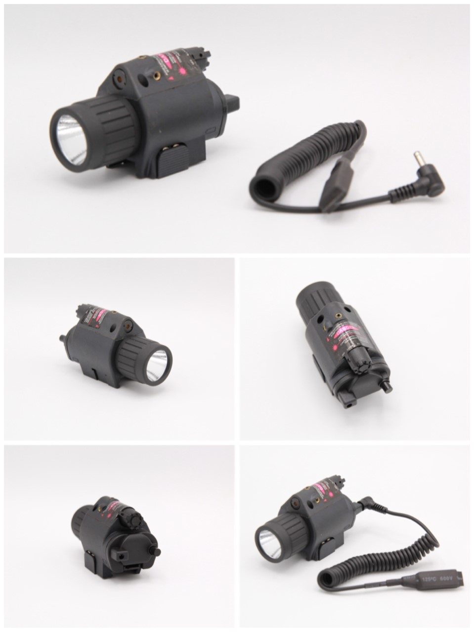 ไฟฉาย และ เลเซอร์ (สีแดง) ติดปืน Tactical LED Flashlight with Red Laser Sight สามราถติดได้ทั้งปืนสั้น และ ปืนยาว ไฟสีขาวสว่าง จากหลอดLED ทนแรงรีคอยได้ดี ตัวไฟฉายทำจาก พลาสติกABS หัวไฟฉายทำจากอลูมิเนียม น้ำหนักเบา ขนาดกระทัดรัด มาพร้อมหางหนูในชุด ระบบไฟ -ไ