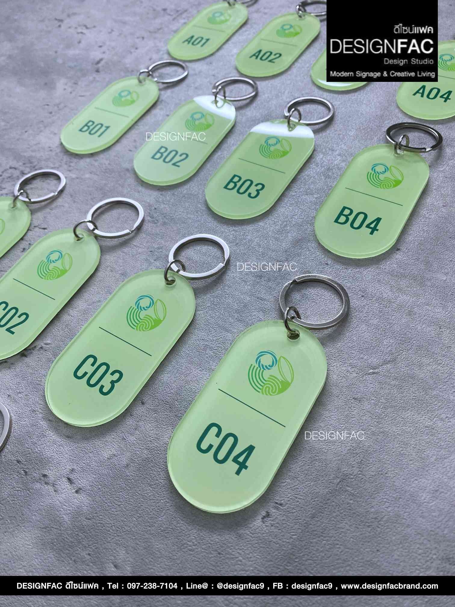 พวงกุญแจเลขห้องพักโรงแรม อะคริลิคพื้นใส ลายพิมพ์ UV สไตล์โมเดิร์น มินิมอล มูจิ