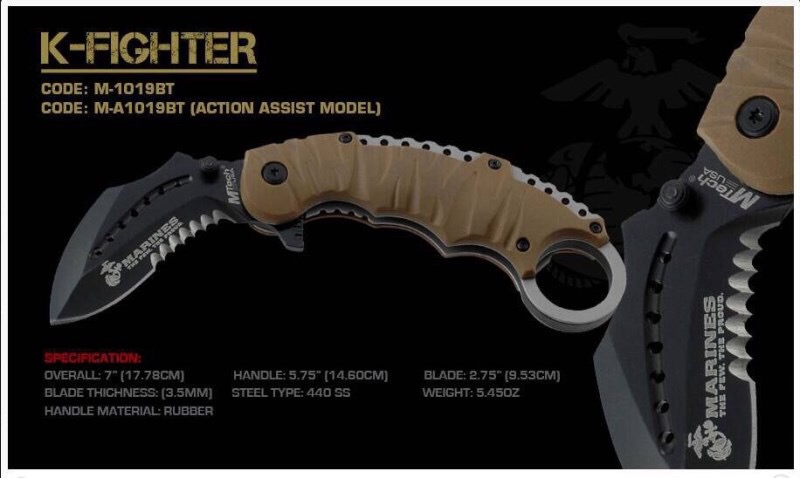 New.มีด Usmc Reaper ใบมีดทำจากเหล็ก 440c as เป็นเหล็กกล้าปลอดสนิม ทนต่อการเสียดสีสูงและทนต่อการกัดกร่อนได้ดี ใบมีดหนา 3.25 มม. ด้ามมีดเป็นยางสังเคราะห์ กระชับมีไม่ลื่นหลุดง่าย เป็นมีดที่ได้รับการอนุญาติให้ผลิตโดยนาวิกโยธินสหรัฐฯ ราคาพิเศษ