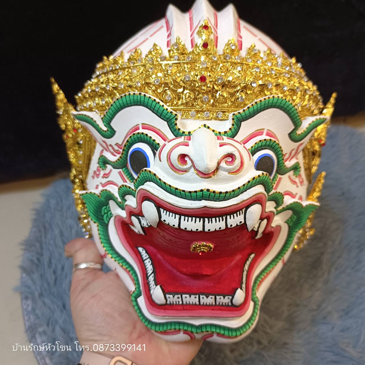 หัวโขนลิง ติดผนัง (ลิงขาว หนุมาน) เกรดพรีเมี่ยมประดับเพชร