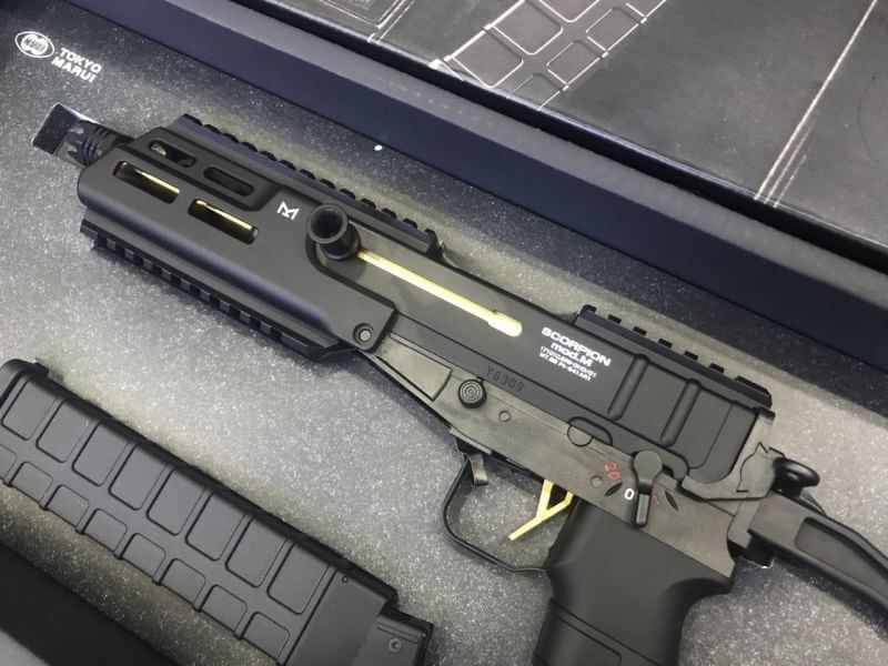 Re-Stock Tokyo Marui SCORPION Mod M Product Brand: Tokyo Marui Product Code: TM-4952839175380 Hop-Up: ADJUSTABLE Weight: 1,300 g Length: 565 mm Capacity: 260 rds Power: 240 fps Motor: Battery Size: 7.2v Shooting Mode: Semi Auto / Full Auto
